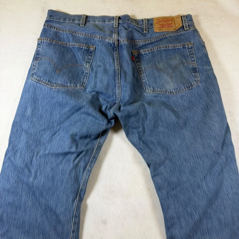 Levis 501 Original Straight Leg Jeans Mens‎ 42x30 Medium Wash Blue Button Fly
